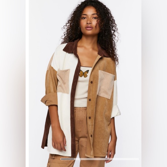Colorblock Corduroy Shacket - Picture 6 of 7